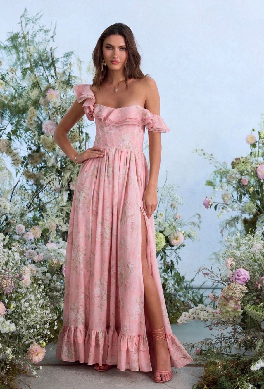 v. chapman The Rosetta Dress Corset Gown in Light Pink Tapestry Rose Size 10